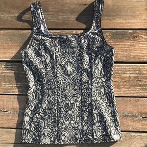White House Black Market Silver Brocade Tank Top
